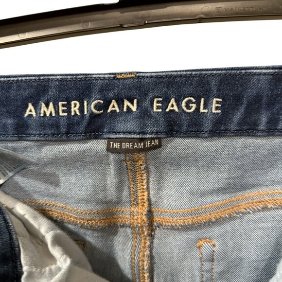 American Eagle Womens Curvy High-Waisted Distressed Jeggings Skinny Dark Wash 6 - Picture 8 of 9